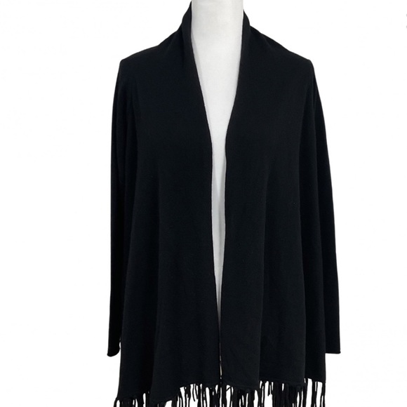 LIKE NEW Kinross 100% Cashmere shawl, long sleeve, black, size M, open cardigan - Picture 1 of 8